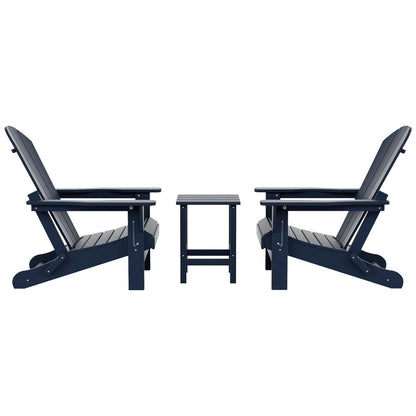 Polytrends Laguna Hdpe All Weather Outdoor Patio Foldable Adirondack Chairs With Side Table (3-Piece Set)