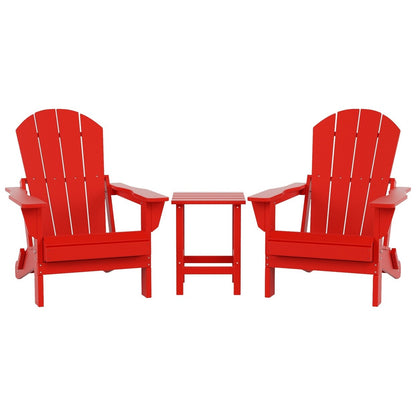 Polytrends Laguna Hdpe All Weather Outdoor Patio Foldable Adirondack Chairs With Side Table (3-Piece Set)