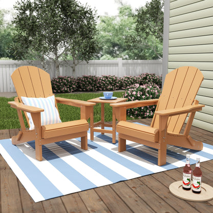 Polytrends Laguna Hdpe All Weather Outdoor Patio Foldable Adirondack Chairs With Side Table (3-Piece Set)