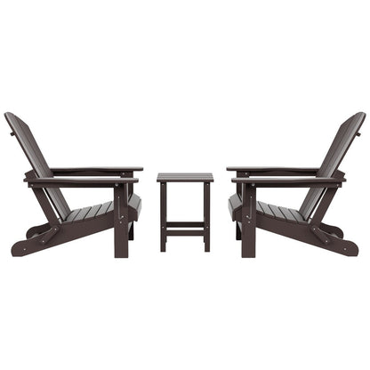 Polytrends Laguna Hdpe All Weather Outdoor Patio Foldable Adirondack Chairs With Side Table (3-Piece Set)