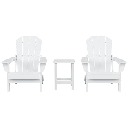 Polytrends Laguna Hdpe All Weather Outdoor Patio Foldable Adirondack Chairs With Side Table (3-Piece Set)