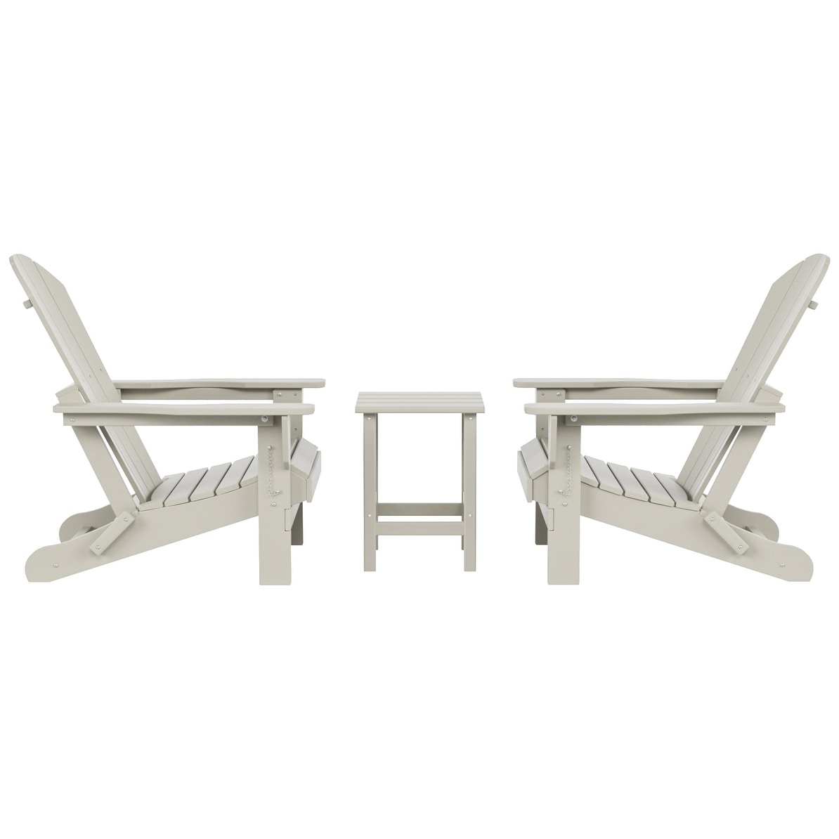 Polytrends Laguna Hdpe All Weather Outdoor Patio Foldable Adirondack Chairs With Side Table (3-Piece Set)