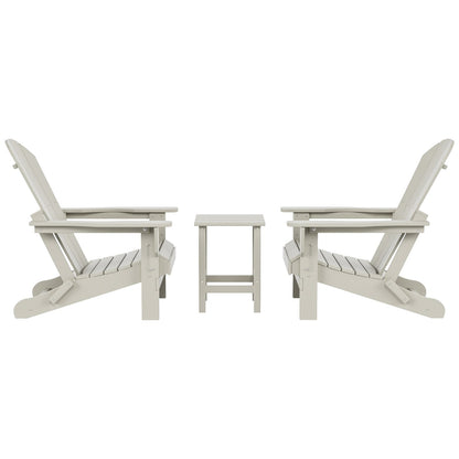 Polytrends Laguna Hdpe All Weather Outdoor Patio Foldable Adirondack Chairs With Side Table (3-Piece Set)