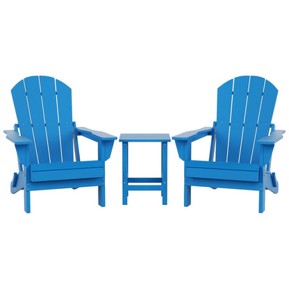 Polytrends Laguna Hdpe All Weather Outdoor Patio Foldable Adirondack Chairs With Side Table (3-Piece Set)