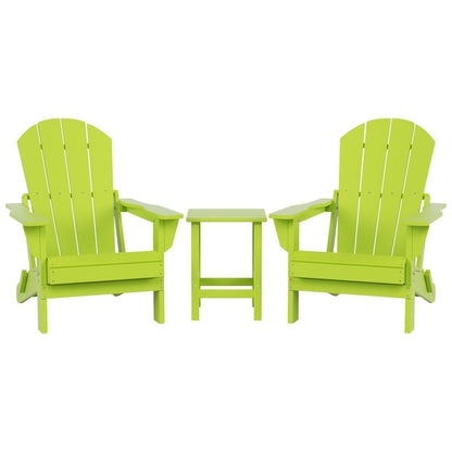 Polytrends Laguna Hdpe All Weather Outdoor Patio Foldable Adirondack Chairs With Side Table (3-Piece Set)