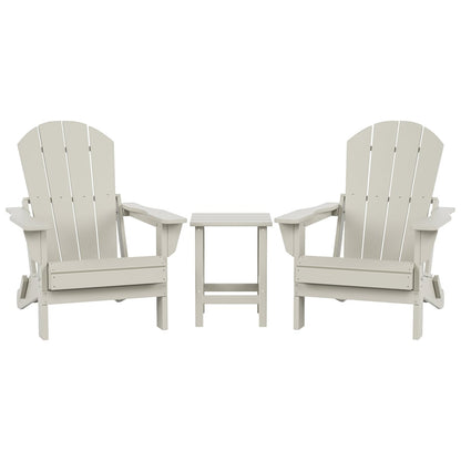 Polytrends Laguna Hdpe All Weather Outdoor Patio Foldable Adirondack Chairs With Side Table (3-Piece Set)