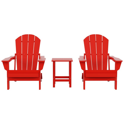 Polytrends Laguna Hdpe All Weather Outdoor Patio Foldable Adirondack Chairs With Side Table (3-Piece Set)