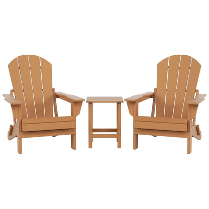 Polytrends Laguna Hdpe All Weather Outdoor Patio Foldable Adirondack Chairs With Side Table (3-Piece Set)