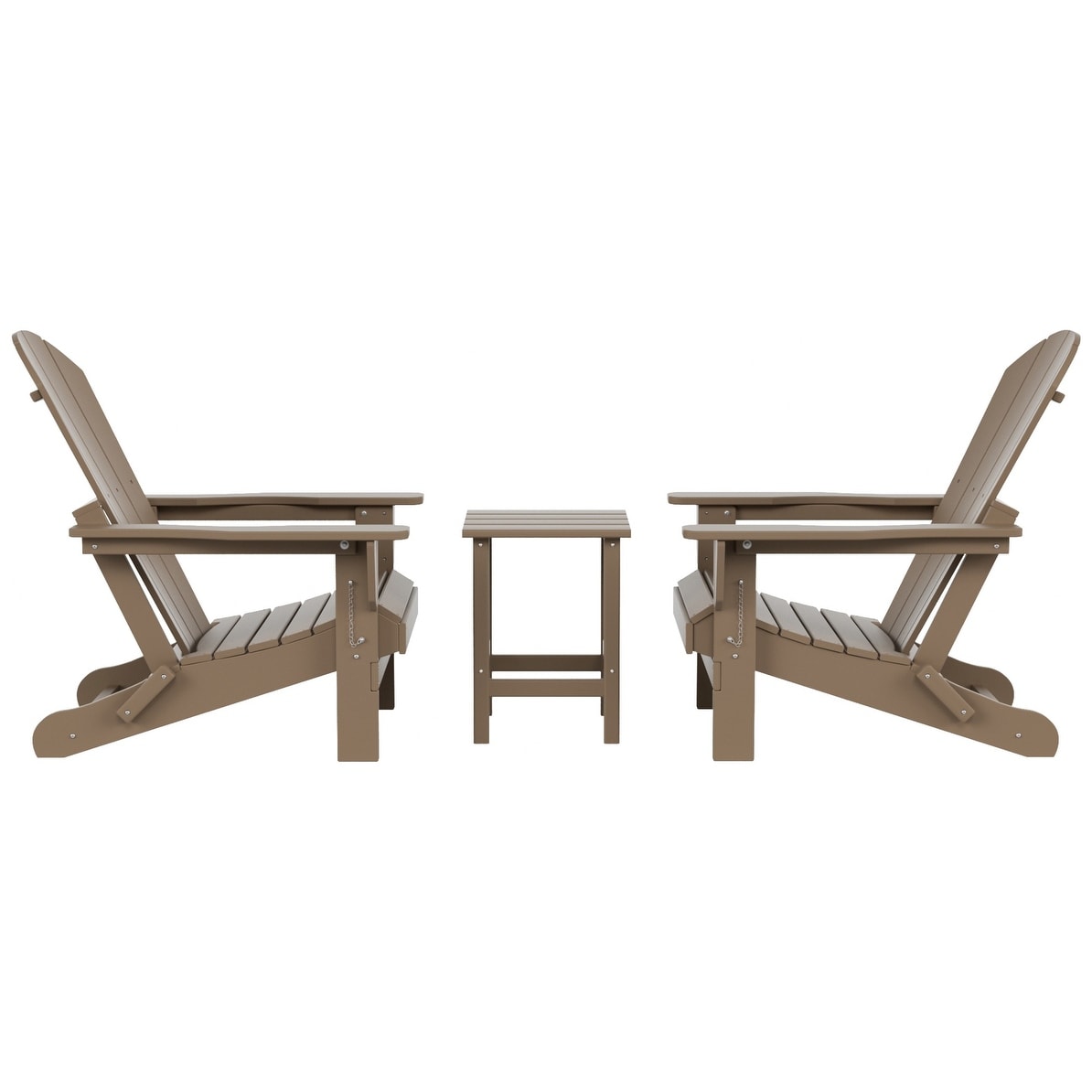 Polytrends Laguna Hdpe All Weather Outdoor Patio Foldable Adirondack Chairs With Side Table (3-Piece Set)
