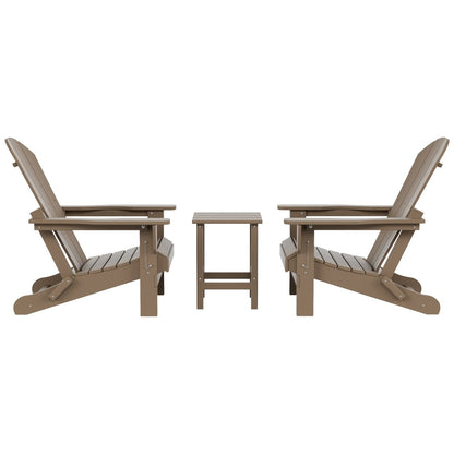 Polytrends Laguna Hdpe All Weather Outdoor Patio Foldable Adirondack Chairs With Side Table (3-Piece Set)