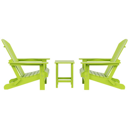 Polytrends Laguna Hdpe All Weather Outdoor Patio Foldable Adirondack Chairs With Side Table (3-Piece Set)