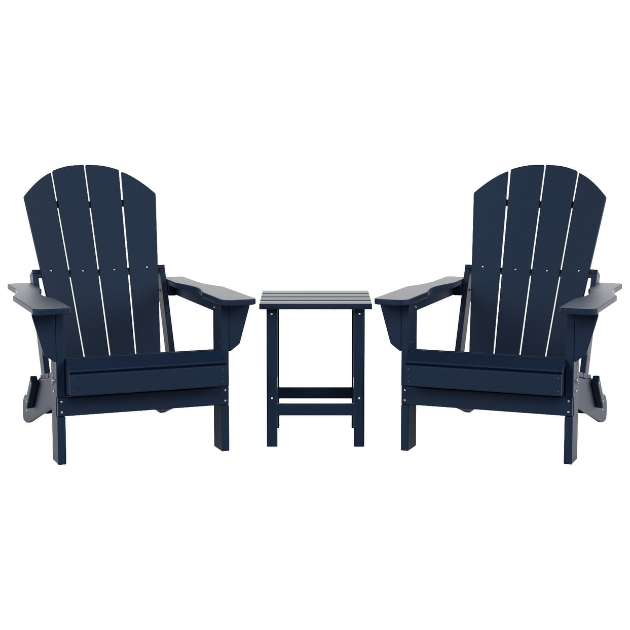 Polytrends Laguna Hdpe All Weather Outdoor Patio Foldable Adirondack Chairs With Side Table (3-Piece Set)