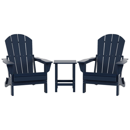 Polytrends Laguna Hdpe All Weather Outdoor Patio Foldable Adirondack Chairs With Side Table (3-Piece Set)