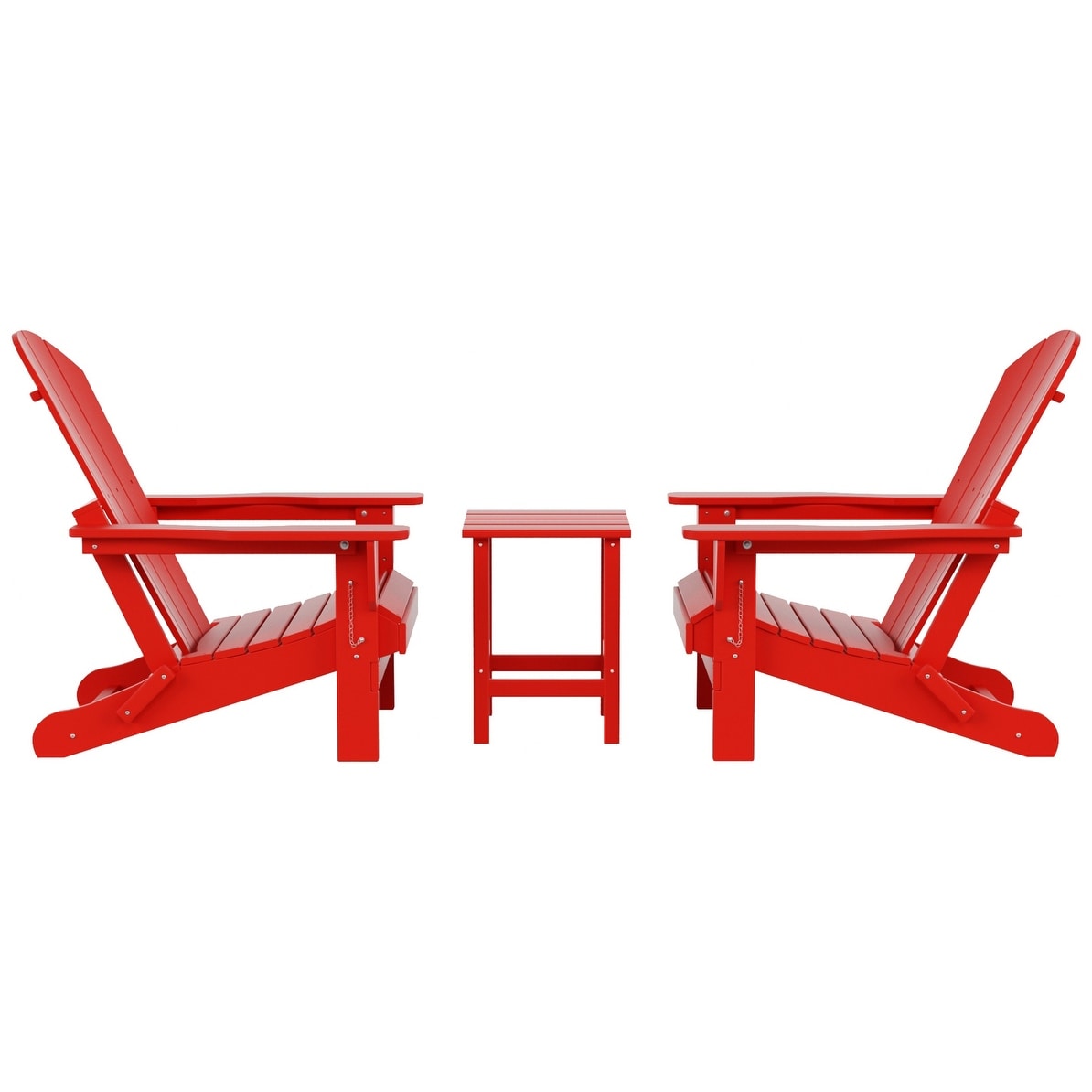 Polytrends Laguna Hdpe All Weather Outdoor Patio Foldable Adirondack Chairs With Side Table (3-Piece Set)