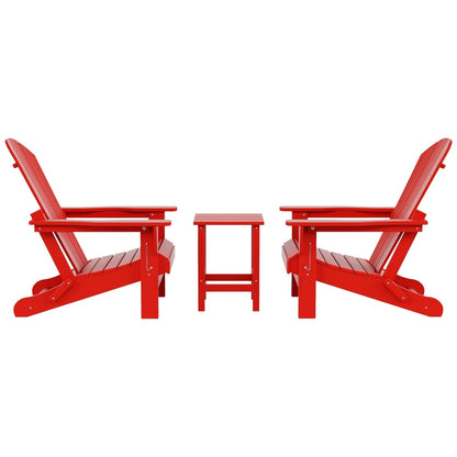 Polytrends Laguna Hdpe All Weather Outdoor Patio Foldable Adirondack Chairs With Side Table (3-Piece Set)