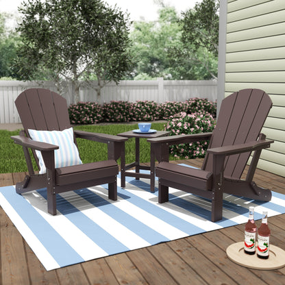 Polytrends Laguna Hdpe All Weather Outdoor Patio Foldable Adirondack Chairs With Side Table (3-Piece Set)