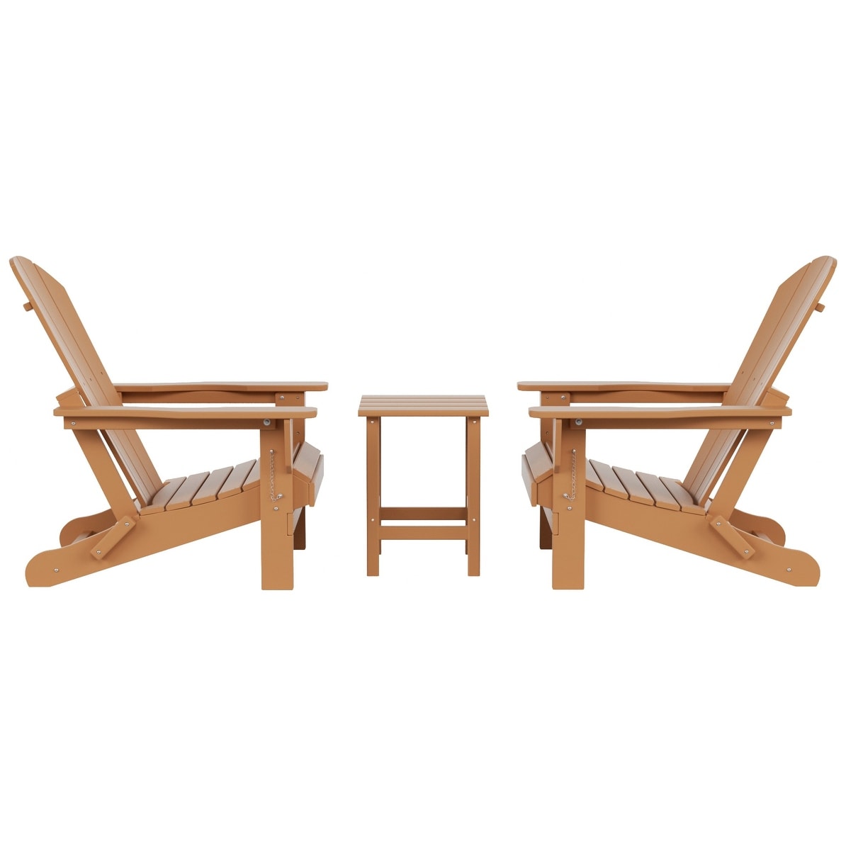 Polytrends Laguna Hdpe All Weather Outdoor Patio Foldable Adirondack Chairs With Side Table (3-Piece Set)