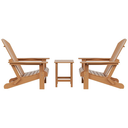 Polytrends Laguna Hdpe All Weather Outdoor Patio Foldable Adirondack Chairs With Side Table (3-Piece Set)