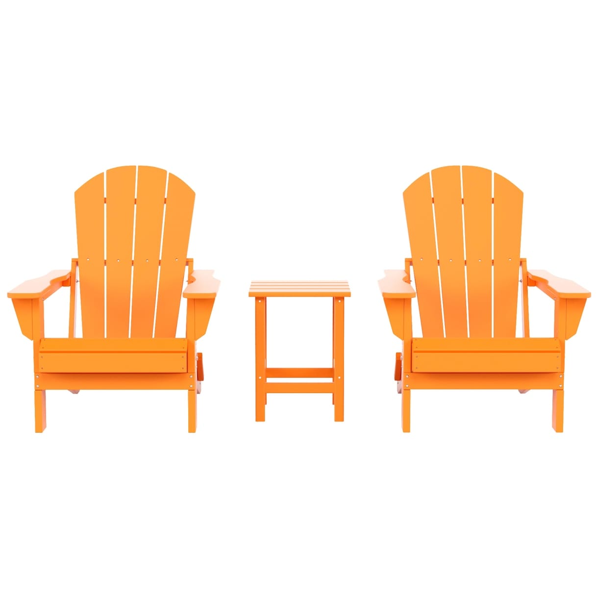 Polytrends Laguna Hdpe All Weather Outdoor Patio Foldable Adirondack Chairs With Side Table (3-Piece Set)