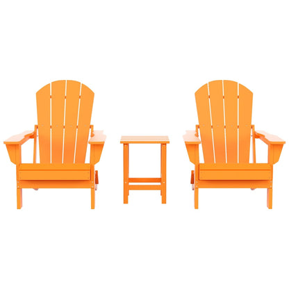 Polytrends Laguna Hdpe All Weather Outdoor Patio Foldable Adirondack Chairs With Side Table (3-Piece Set)