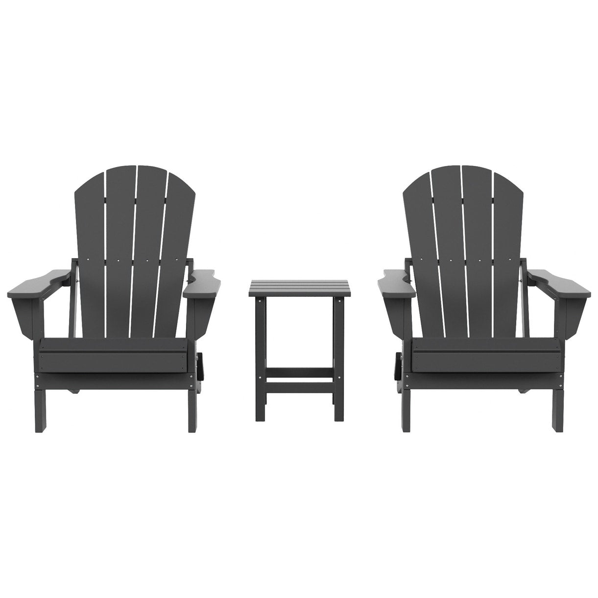 Polytrends Laguna Hdpe All Weather Outdoor Patio Foldable Adirondack Chairs With Side Table (3-Piece Set)
