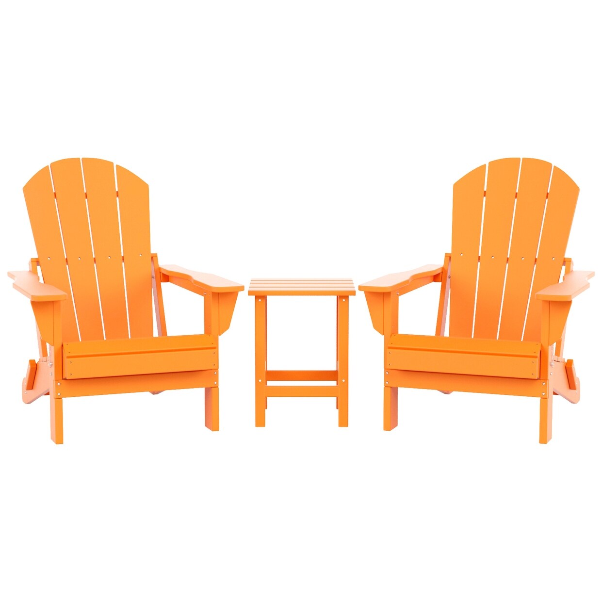 Polytrends Laguna Hdpe All Weather Outdoor Patio Foldable Adirondack Chairs With Side Table (3-Piece Set)