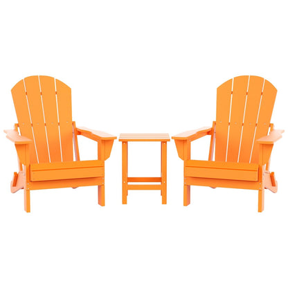 Polytrends Laguna Hdpe All Weather Outdoor Patio Foldable Adirondack Chairs With Side Table (3-Piece Set)