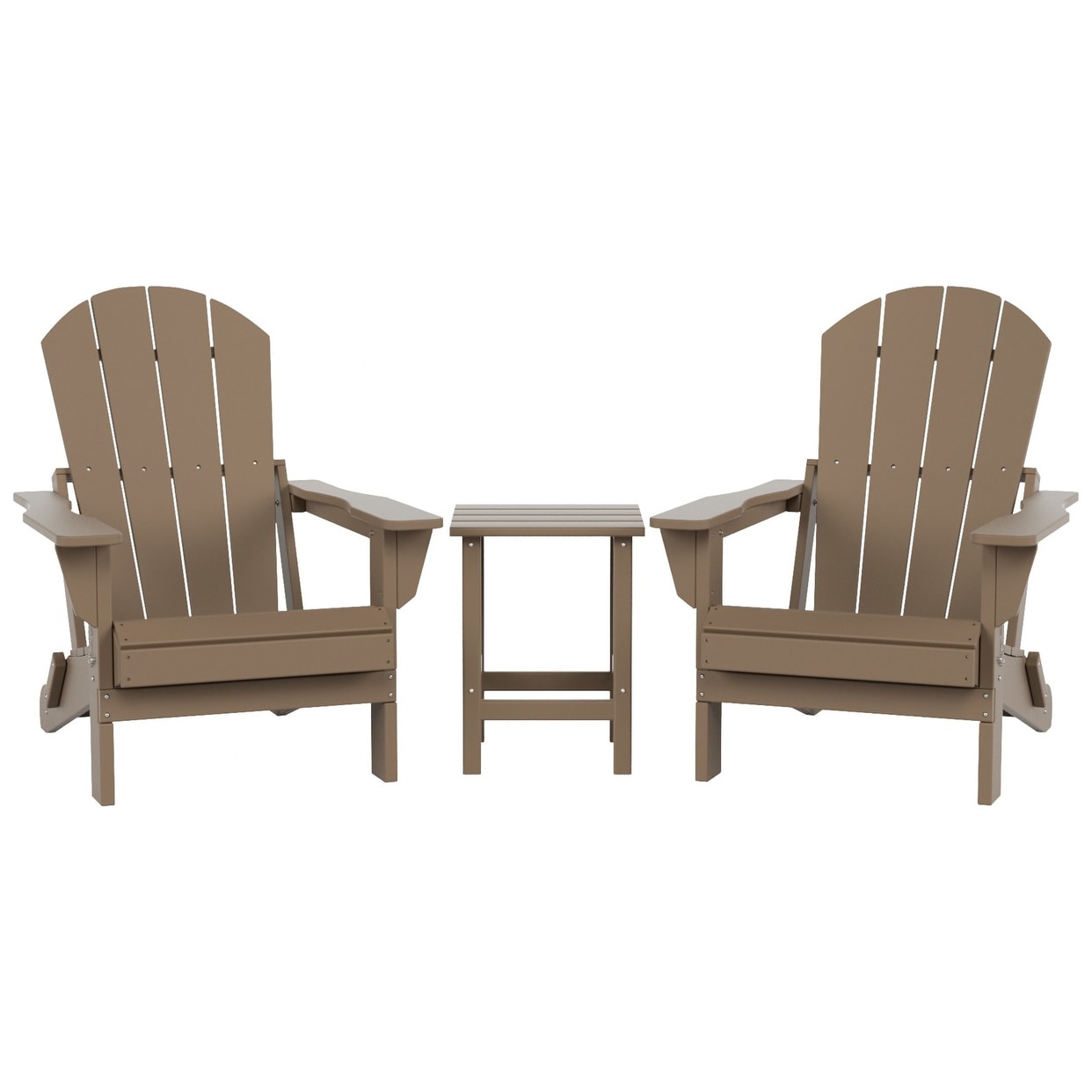 Polytrends Laguna Hdpe All Weather Outdoor Patio Foldable Adirondack Chairs With Side Table (3-Piece Set)