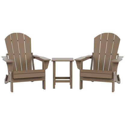 Polytrends Laguna Hdpe All Weather Outdoor Patio Foldable Adirondack Chairs With Side Table (3-Piece Set)