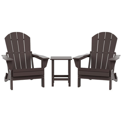 Polytrends Laguna Hdpe All Weather Outdoor Patio Foldable Adirondack Chairs With Side Table (3-Piece Set)