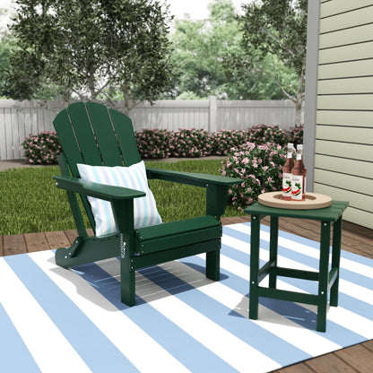 Polytrends Laguna Hdpe All Weather Outdoor Patio Foldable Adirondack Chair With Side Table (2-Piece Set)