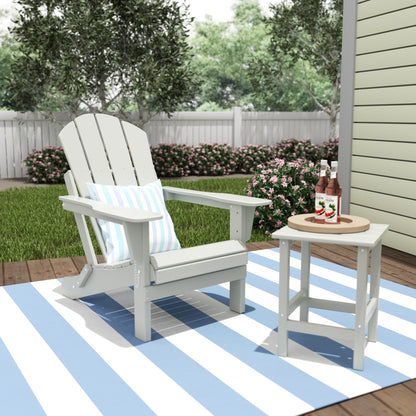 Polytrends Laguna Hdpe All Weather Outdoor Patio Foldable Adirondack Chair With Side Table (2-Piece Set)