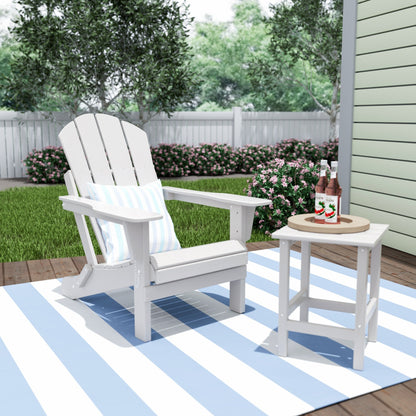 Polytrends Laguna Hdpe All Weather Outdoor Patio Foldable Adirondack Chair With Side Table (2-Piece Set)