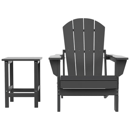 Polytrends Laguna Hdpe All Weather Outdoor Patio Foldable Adirondack Chair With Side Table (2-Piece Set)
