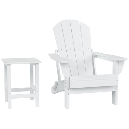 Polytrends Laguna Hdpe All Weather Outdoor Patio Foldable Adirondack Chair With Side Table (2-Piece Set)