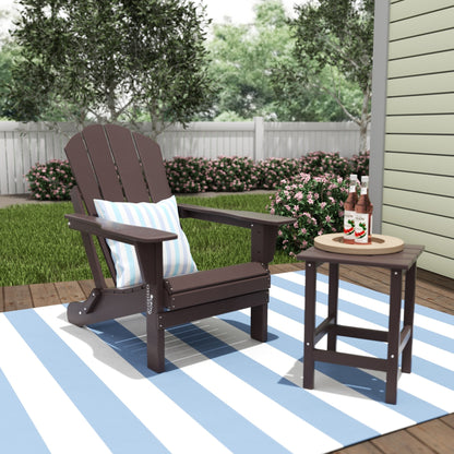 Polytrends Laguna Hdpe All Weather Outdoor Patio Foldable Adirondack Chair With Side Table (2-Piece Set)