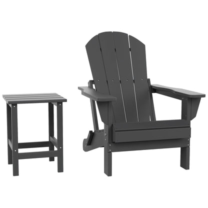 Polytrends Laguna Hdpe All Weather Outdoor Patio Foldable Adirondack Chair With Side Table (2-Piece Set)