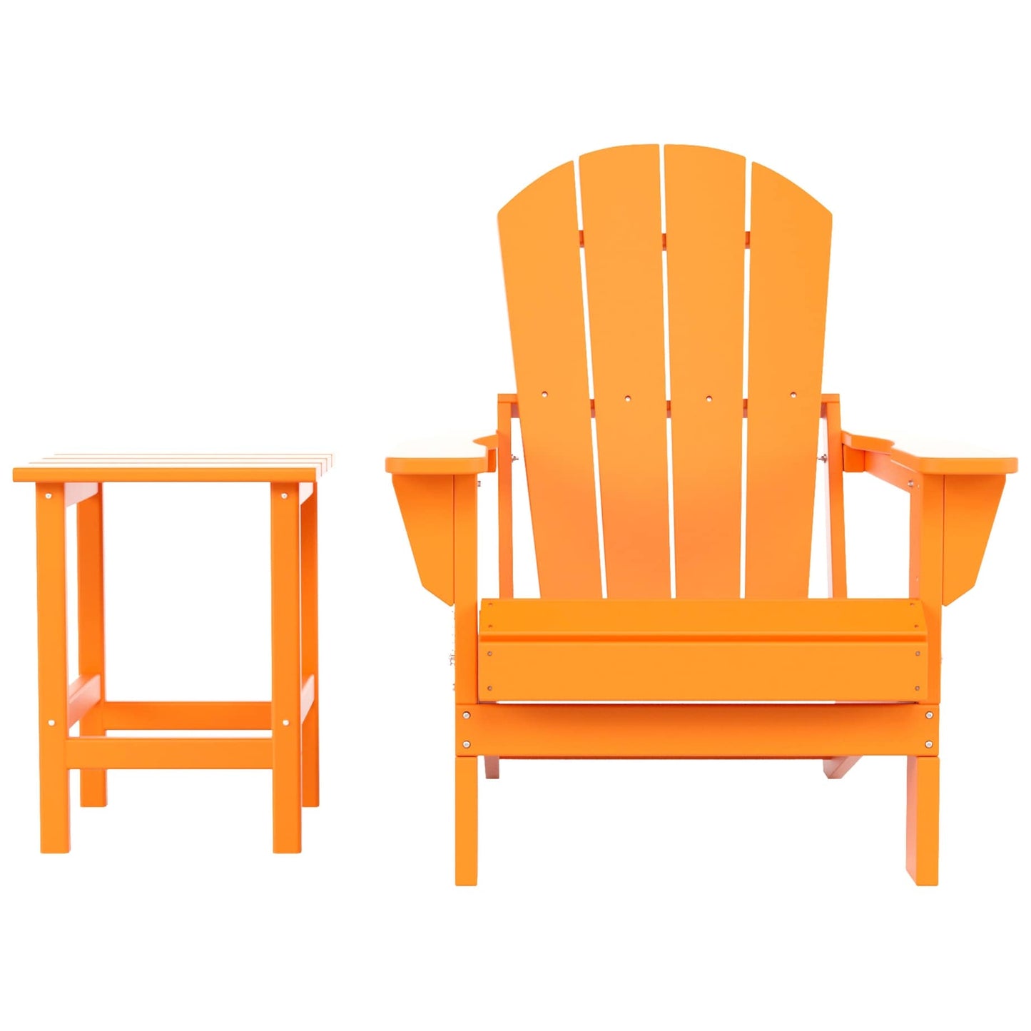 Polytrends Laguna Hdpe All Weather Outdoor Patio Foldable Adirondack Chair With Side Table (2-Piece Set)