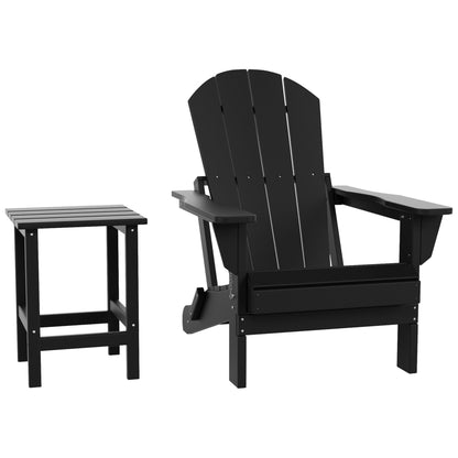 Polytrends Laguna Hdpe All Weather Outdoor Patio Foldable Adirondack Chair With Side Table (2-Piece Set)