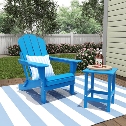 Polytrends Laguna Hdpe All Weather Outdoor Patio Foldable Adirondack Chair With Side Table (2-Piece Set)