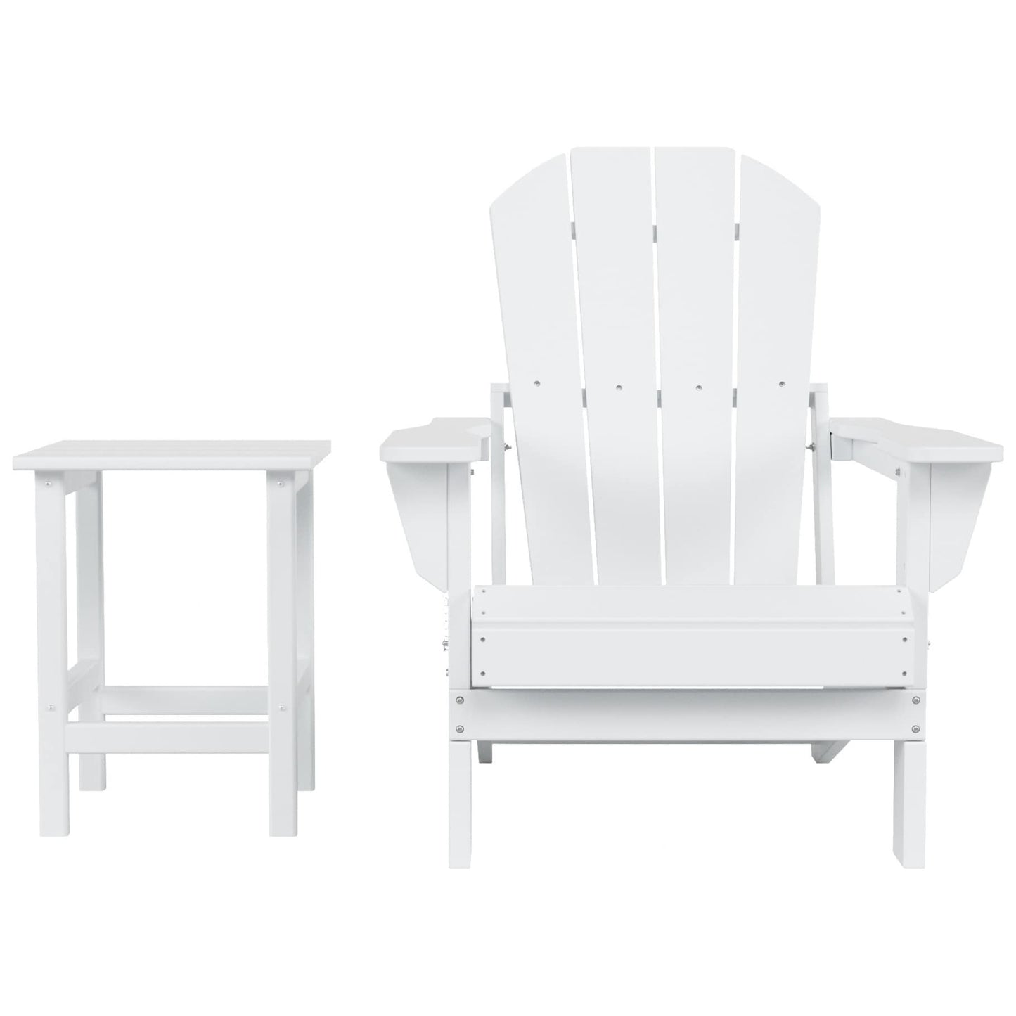 Polytrends Laguna Hdpe All Weather Outdoor Patio Foldable Adirondack Chair With Side Table (2-Piece Set)