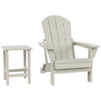 Polytrends Laguna Hdpe All Weather Outdoor Patio Foldable Adirondack Chair With Side Table (2-Piece Set)
