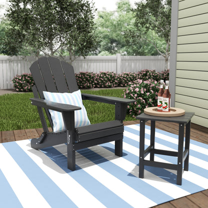 Polytrends Laguna Hdpe All Weather Outdoor Patio Foldable Adirondack Chair With Side Table (2-Piece Set)