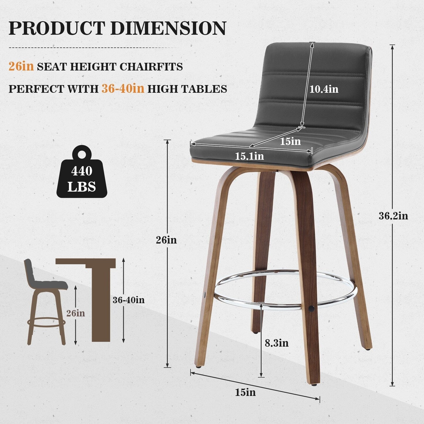 26/29 Faux Leather Swivel Bar/Counter Stools, Set of 2/3