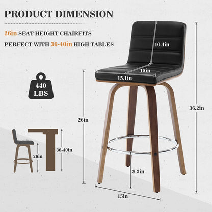 26/29 Faux Leather Swivel Bar/Counter Stools, Set of 2/3
