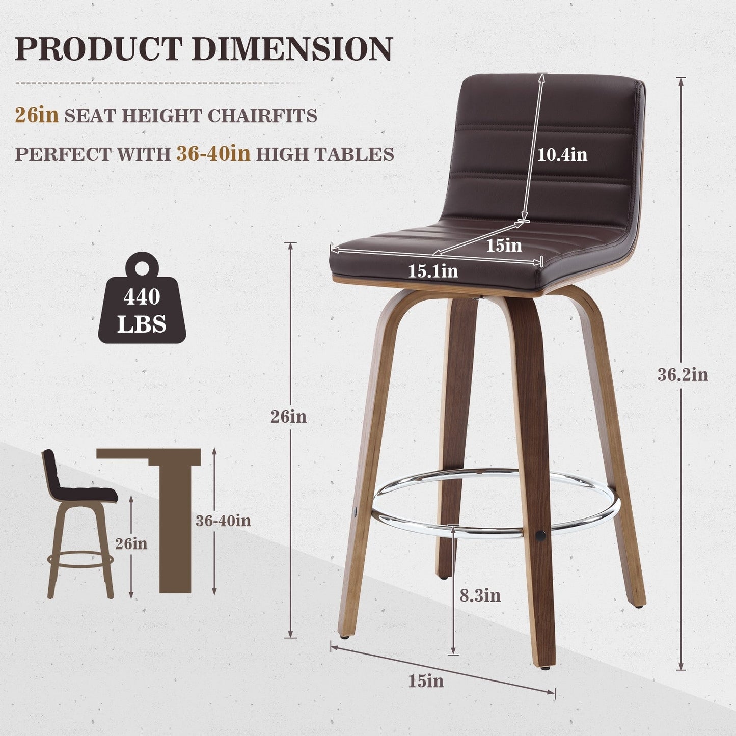26/29 Faux Leather Swivel Bar/Counter Stools, Set of 2/3