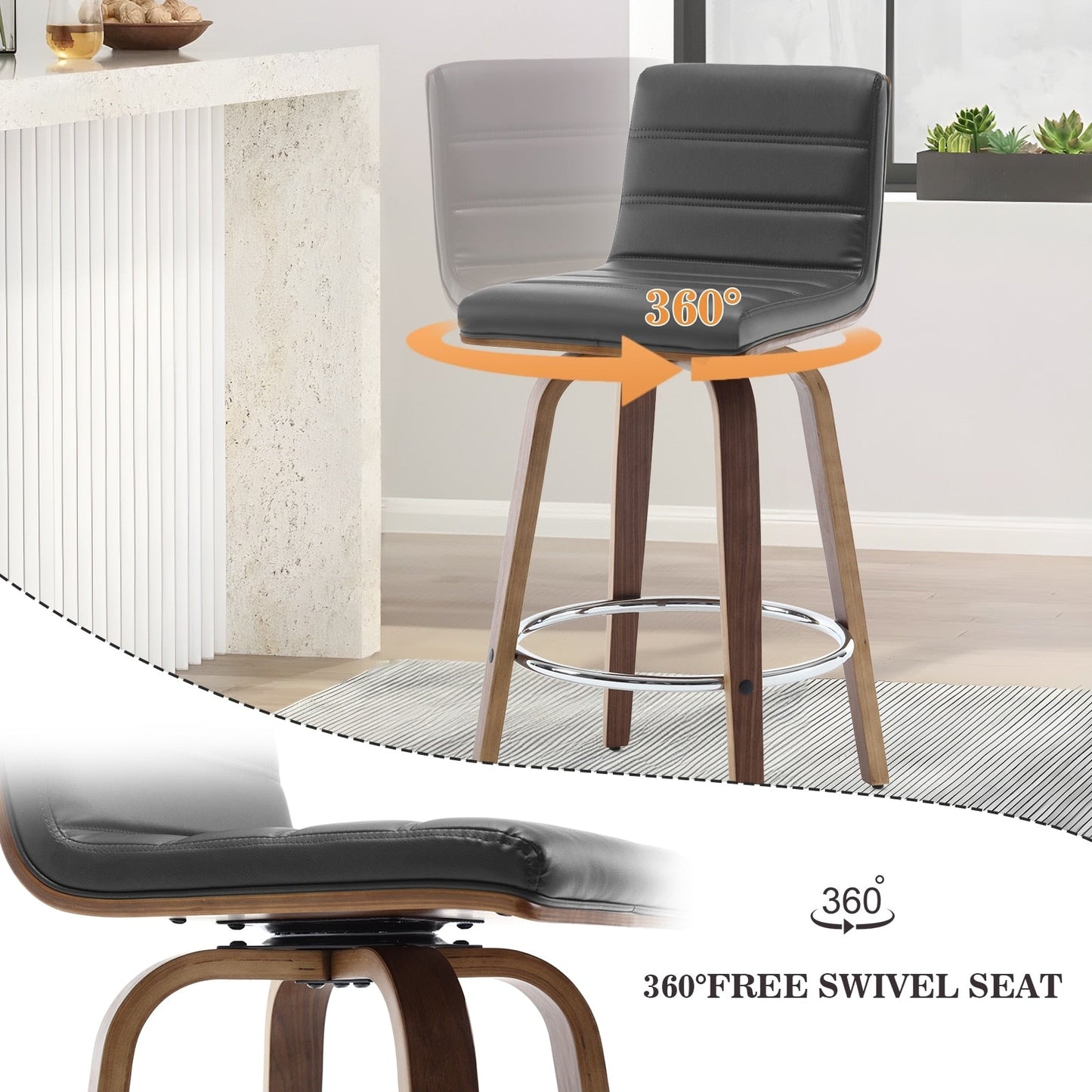 26/29 Faux Leather Swivel Bar/Counter Stools, Set of 2/3