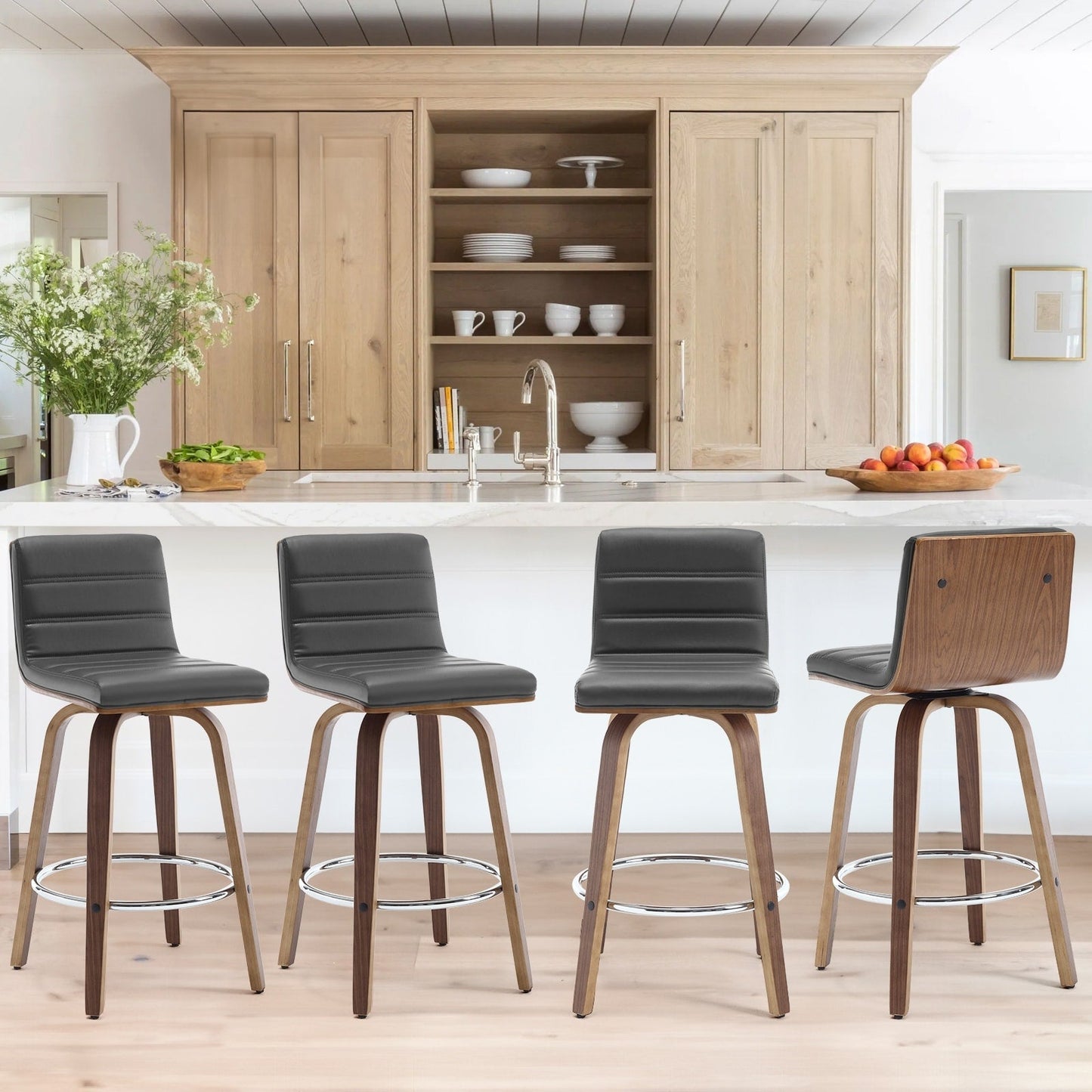 26/29 Faux Leather Swivel Bar/Counter Stools, Set of 2/3