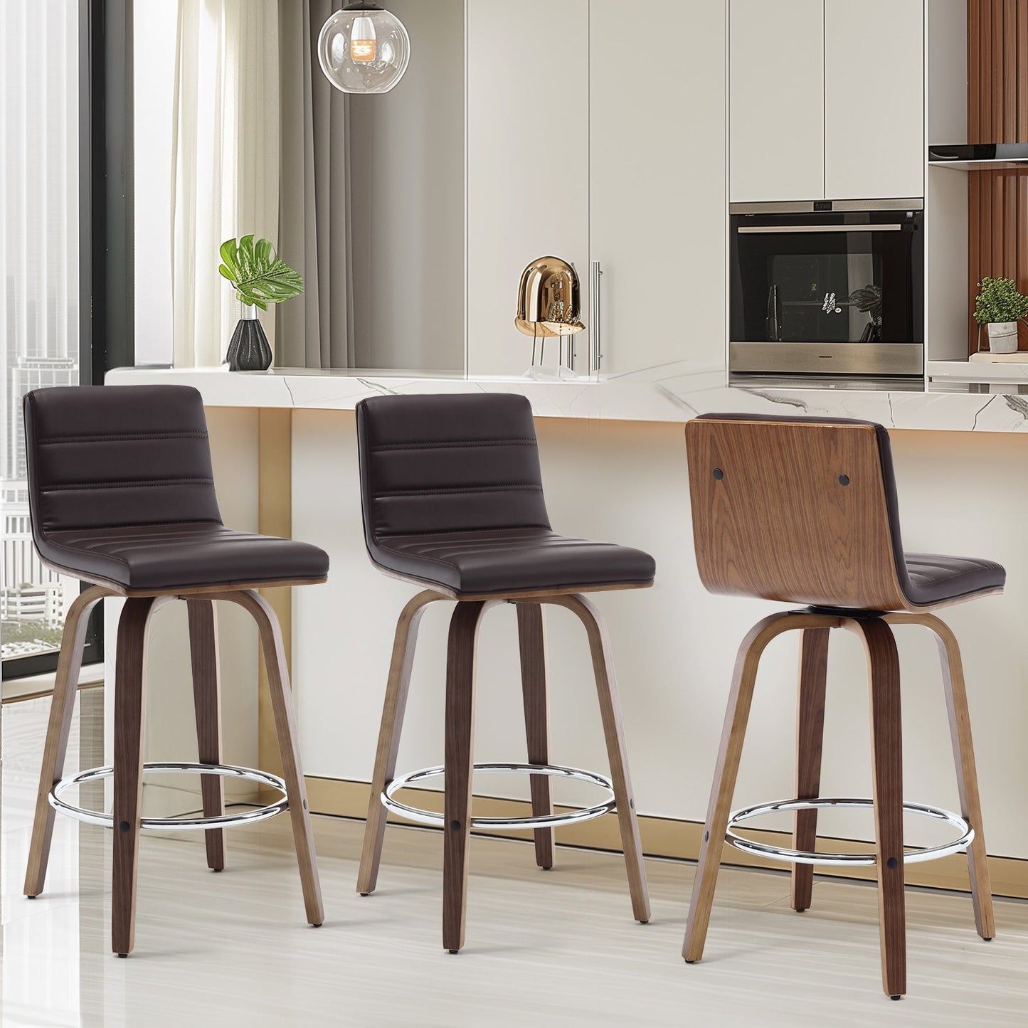 26/29 Faux Leather Swivel Bar/Counter Stools, Set of 2/3