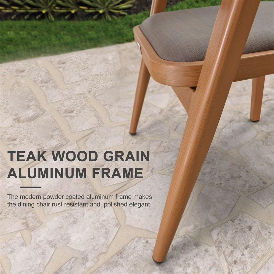 PURPLE LEAF Outdoor Dining Set Teak Aluminum Patio Furniture Set Dining Table And Wicker Chairs